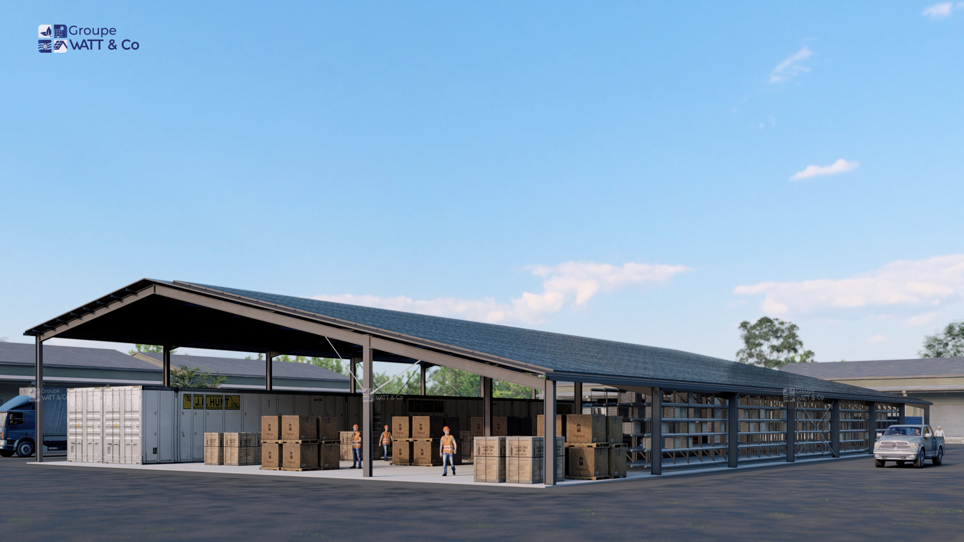 hangar solaire financé orientation sud 1575 m2 industriel