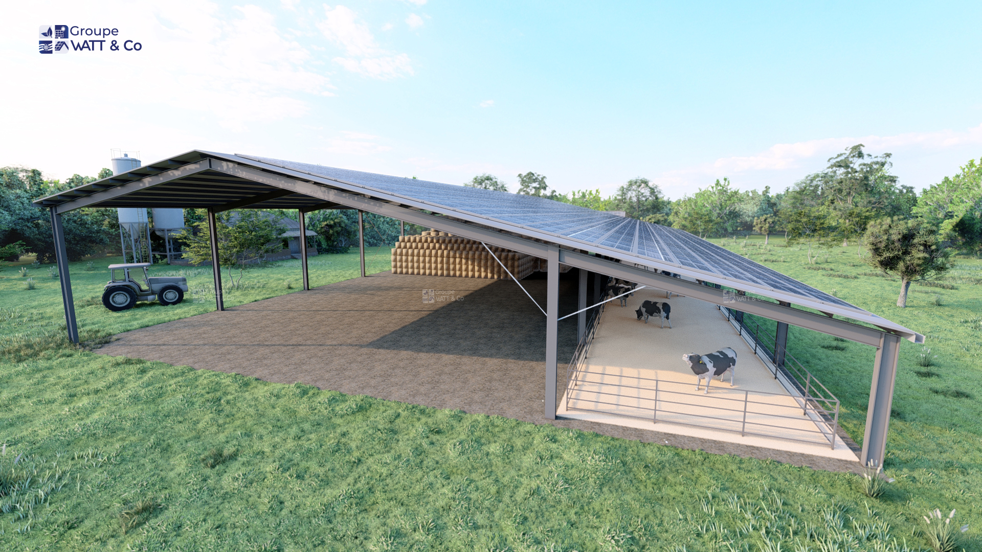 hangar solaire financé orientation sud 1575 m2 agricole
