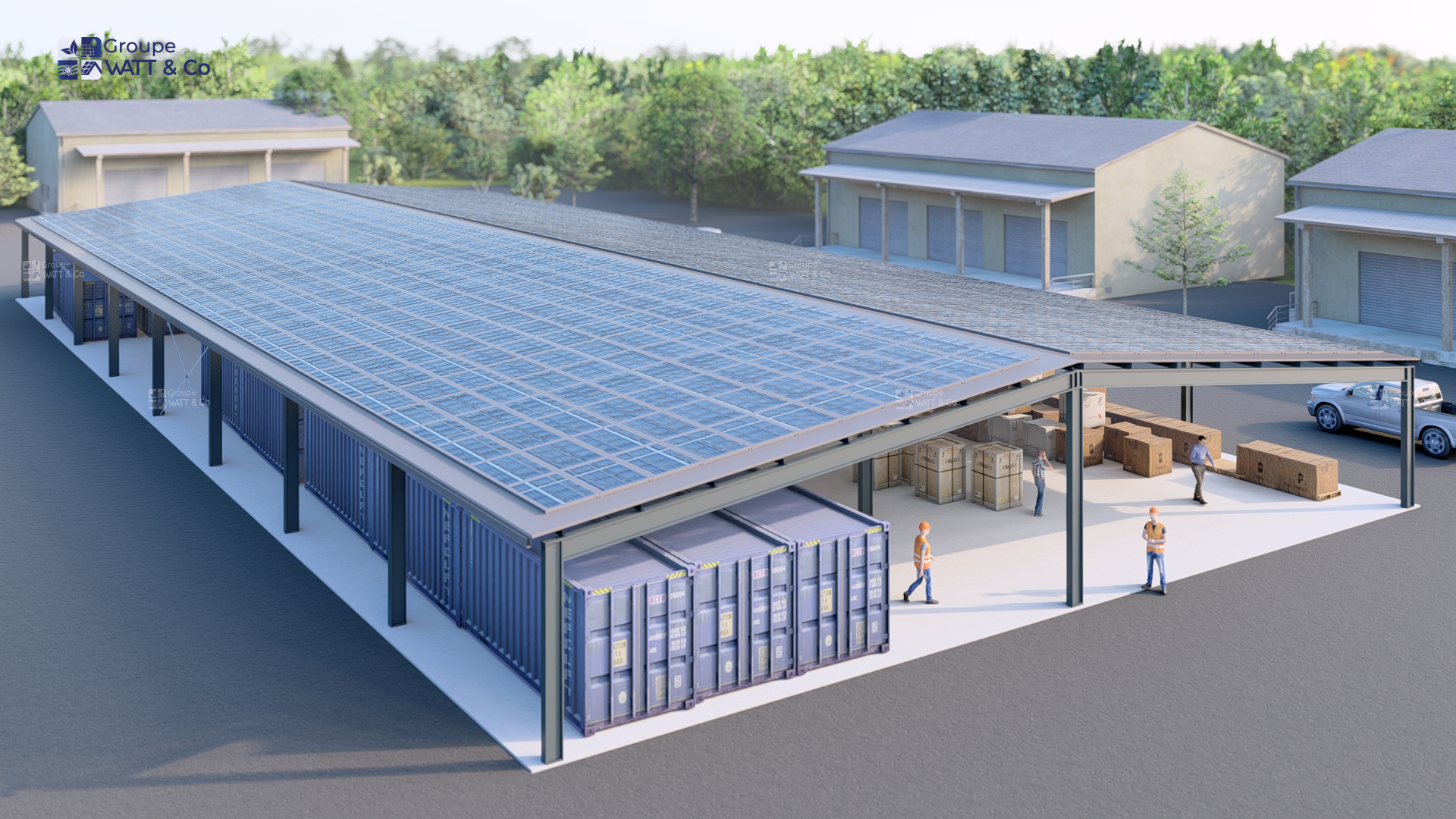 Hangar photovoltaïque financé 1620 m² industriel