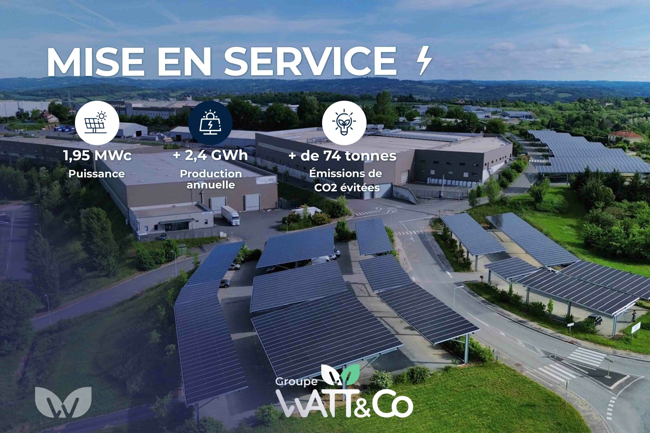 Ombriere de parking de Figeac installées par le Groupe Watt&Co